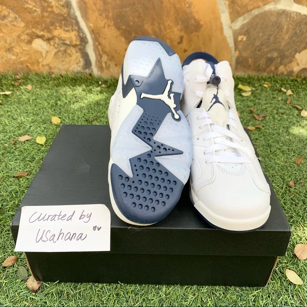 Nike Air Jordan 6 GS retro white Midnight navy shoes - Picture 4 of 5
